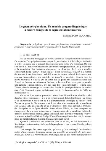 Le je(u) polyphonique. Un modèle pragma-linguistique à rendre ...