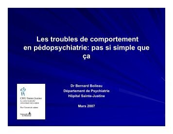 Les troubles de comportement en pédopsychiatrie - CHU Sainte ...