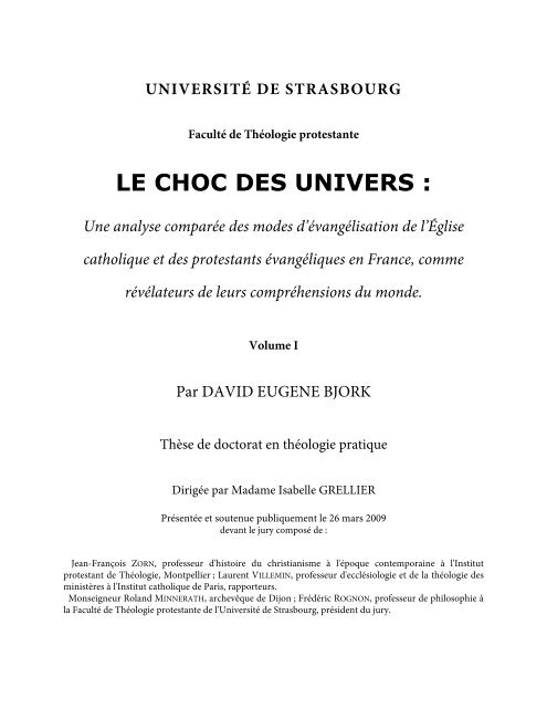 LE CHOC DES UNIVERS : - Université de Strasbourg