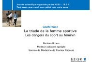 La triade de la femme sportive - Promotion de la santé aux HUG