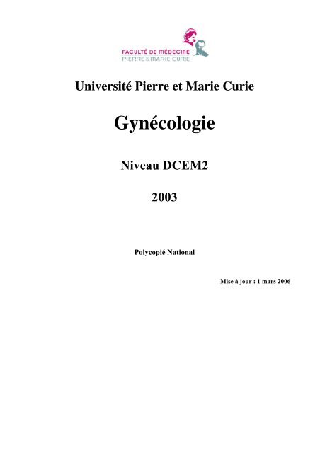 Gynécologie - Faculté de médecine Pierre et Marie Curie ...