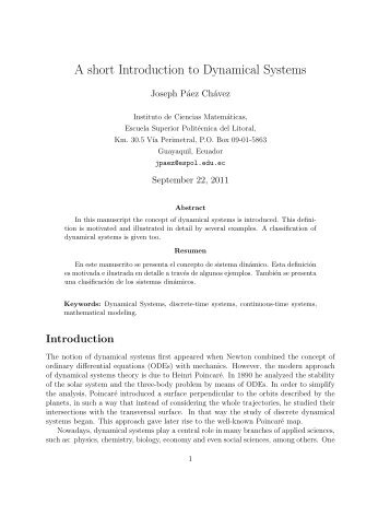 A short Introduction to Dynamical Systems - Blog de ESPOL ...