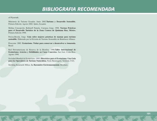 Buenas Prácticas para Turismo Sostenible. - Ministerio del Ambiente