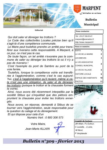 Bulletin Municipal de la Ville de Recquignies - Marpent