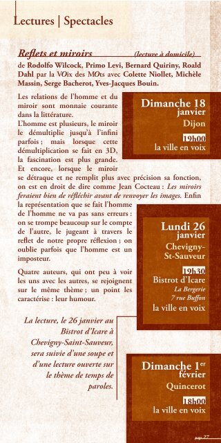 Lectures | Spectacles - La voix des mots