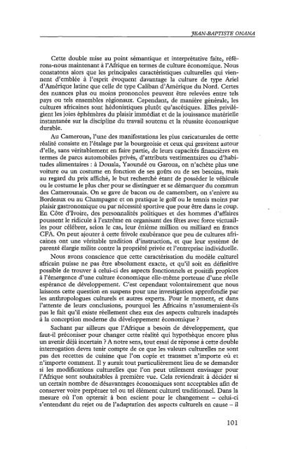 De la relation entre culture et développement ... - Politique Africaine