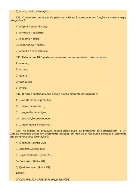 2.298 EXERCÍCIOS, COM GABARITO. - Cursocenpro.com.br