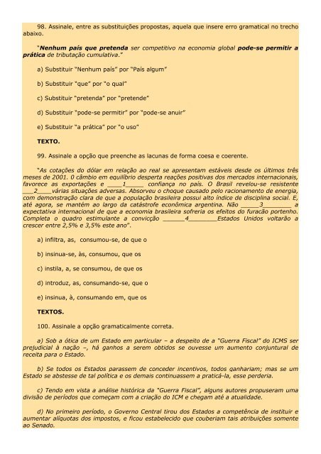 2.298 EXERCÍCIOS, COM GABARITO. - Cursocenpro.com.br