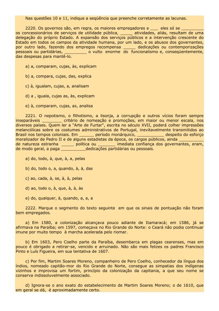 2.298 EXERCÍCIOS, COM GABARITO. - Cursocenpro.com.br