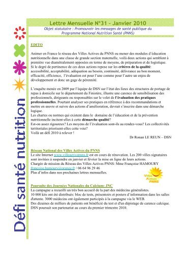 Lettre mensuelle 31 - Défi santé nutrition