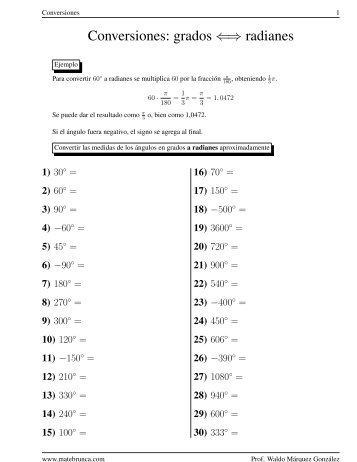 Conversiones: grados ⇒ radianes - Blog de ESPOL