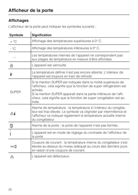 Instructions d'utilisation et d'installation Combiné ... - Miele