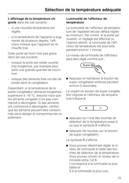 Instructions d'utilisation et d'installation Combiné ... - Miele