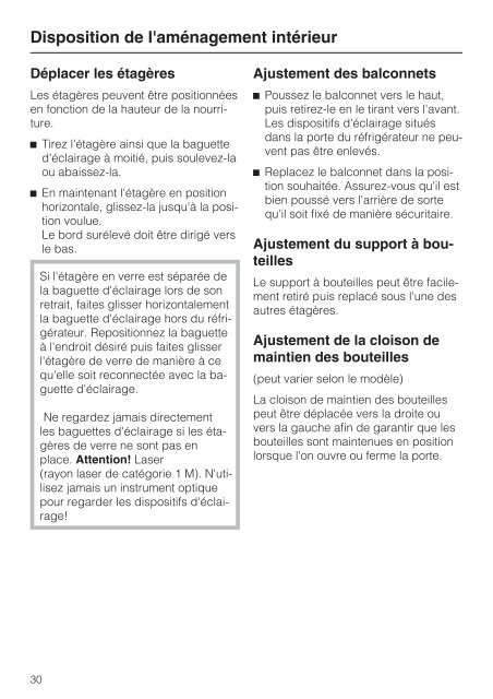 Instructions d'utilisation et d'installation Combiné ... - Miele