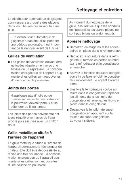 Instructions d'utilisation et d'installation Combiné ... - Miele