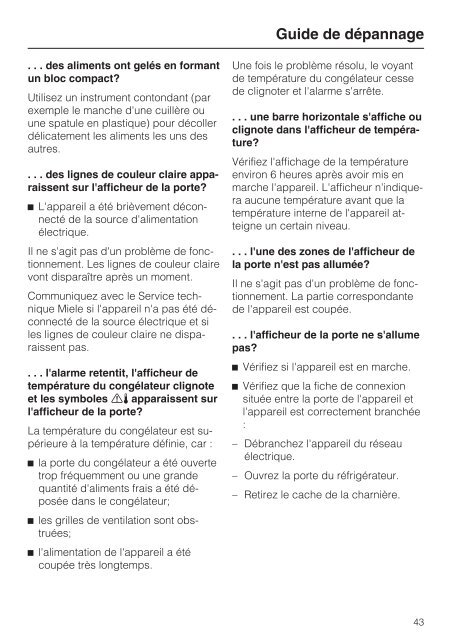 Instructions d'utilisation et d'installation Combiné ... - Miele