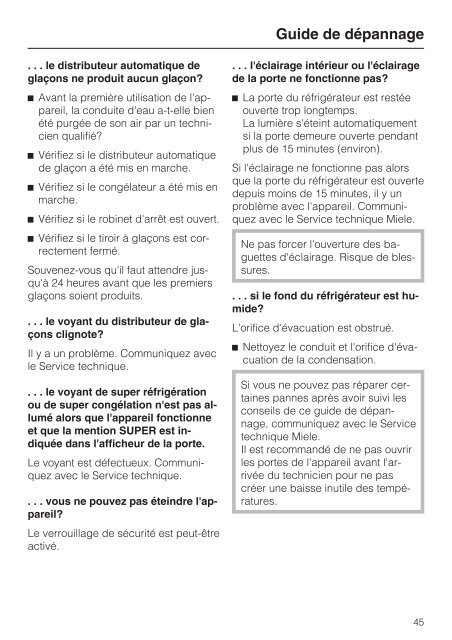 Instructions d'utilisation et d'installation Combiné ... - Miele