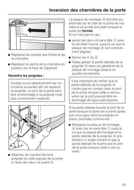 Instructions d'utilisation et d'installation Combiné ... - Miele