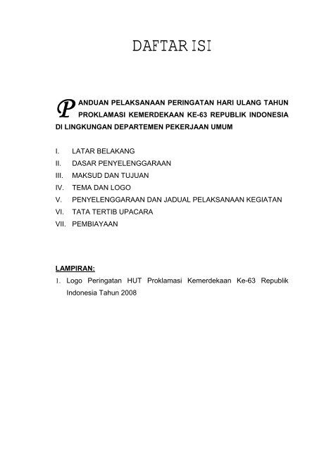 Panduan Pelaksanaan Peringatan HUT-RI ke 63 di Lingkungan ...