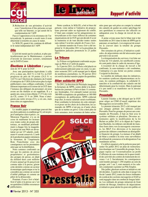 Rapport d'activité - sglce cgt