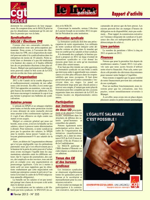 Rapport d'activité - sglce cgt