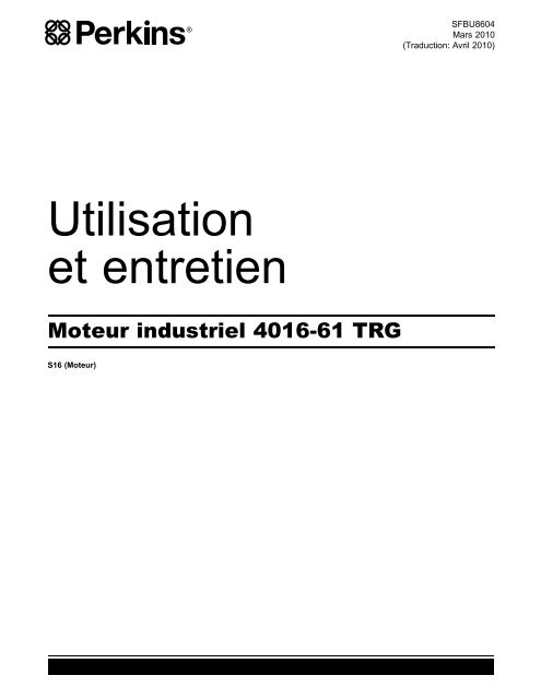 Utilisation et entretien - Perkins Engines