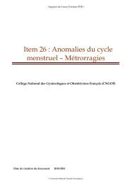 Item 26 : Anomalies du cycle menstruel – Métrorragies