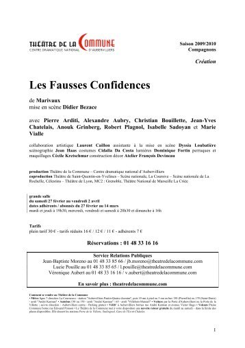 Les Fausses Confidences - Théâtre de la Commune