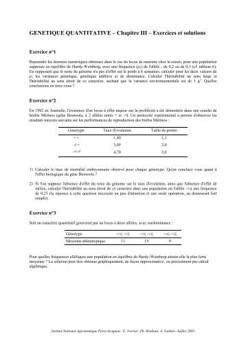 correction des exercices du chapitre - AgroParisTech