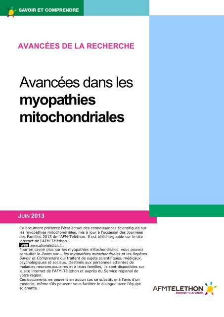 Avancées dans les myopathies mitochondriales