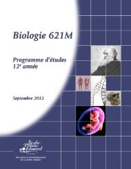 Biologie 621M Programme d'études