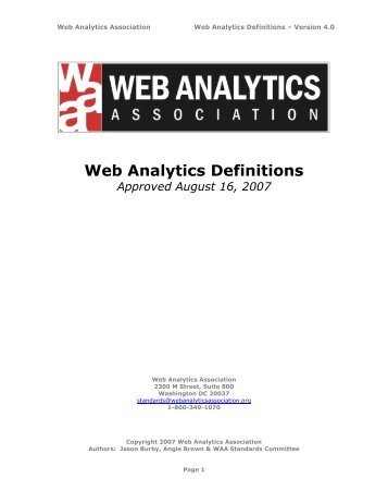 Web Analytics Definitions - John Donohoe: User Experience Designer