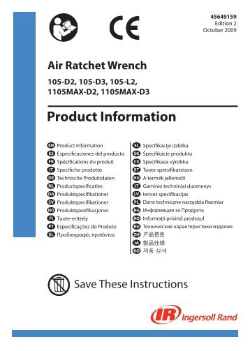 Product Information Manual, Air Ratchet Wrench, Models 105-D2 ...