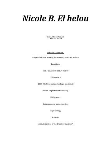 Nicole El Helou's CV - Lebanese American University