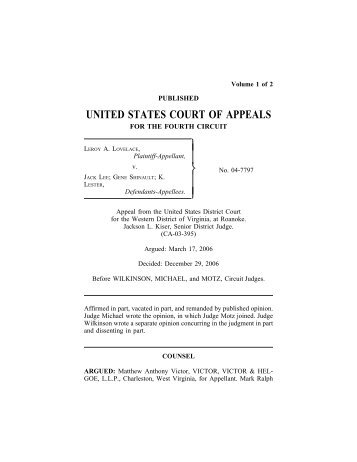 LOVELACE v. LEE - Court of Appeals - 4th Circuit