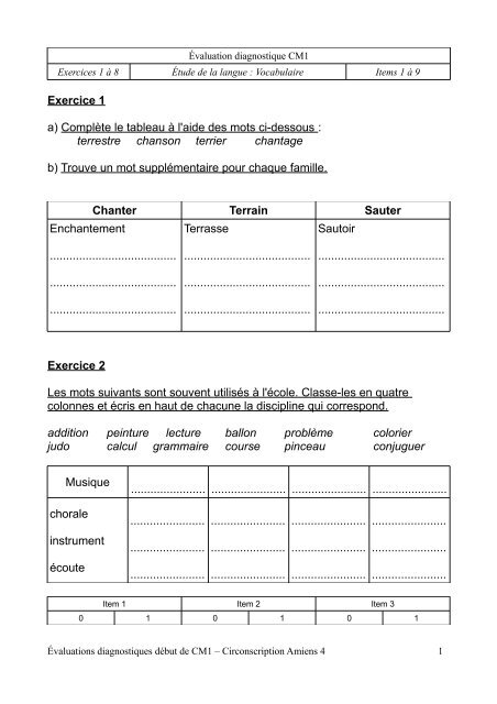 Exercice 1 A Complete Le Tableau A L Aide Des Mots Ci Dessous
