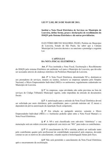 Lei da Nota Fiscal Eletrônica - Prefeitura de Louveira