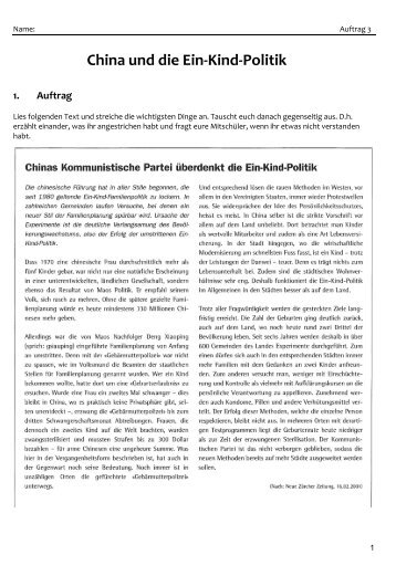 China und die Ein-Kind-Politik - Blog