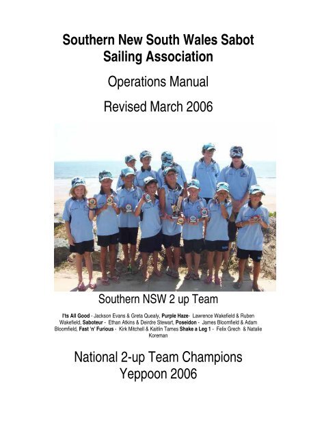 SNSWSSA Operations Handbook - Southern NSW Sabot Sailing ...