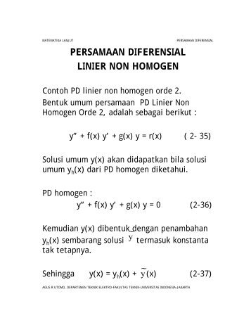 PERSAMAAN DIFERENSIAL LINIER NON HOMOGEN