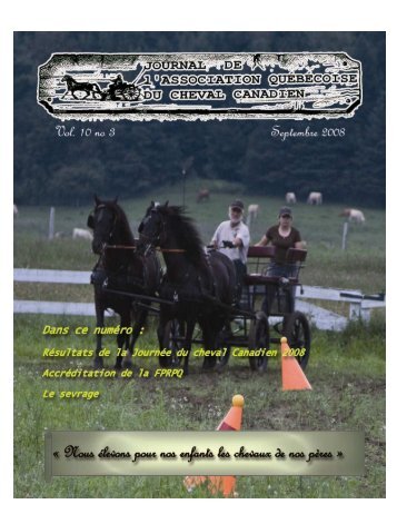 Volume 10-3 Septembre 2008 - Association québécoise du cheval ...