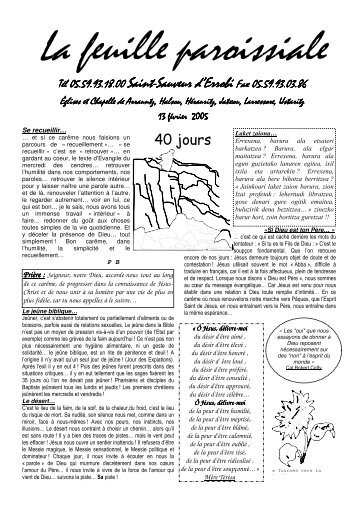 "Feuille Paroissiale" du 13-02-2005 - Paroisse St-Sauveur d'Errobi