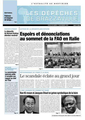 Les Dépêches de Brazzaville du Mardi 17 Novembre