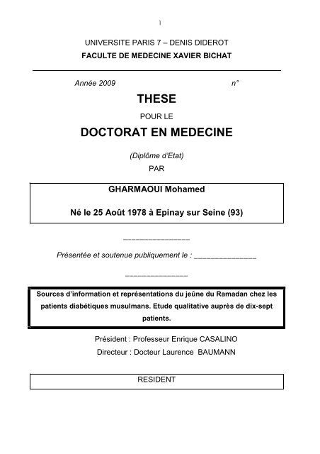 Thèse final  Département de médecine générale