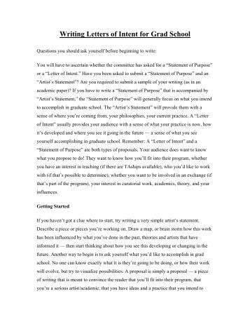 Writing Letters of Intent for Grad School - Emily Carr ...