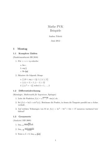 Mathe PVK Beispiele