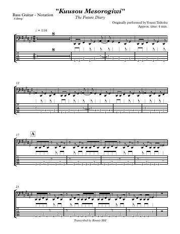 Kuusou Mesorogiwi - Bass Guitar - Notation - BGSU Blogs