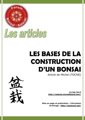 LES BASES DE LA CONSTRUCTION D'UN BONSAI - BOSSVERT