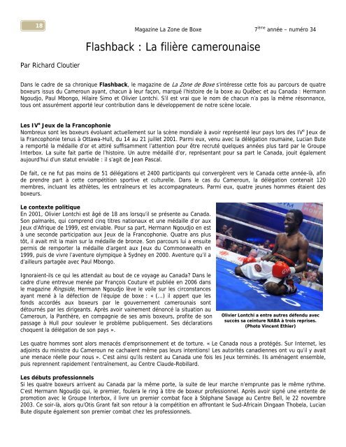 Le seul magazine au Québec dédié uniquement ... - La Zone de Boxe