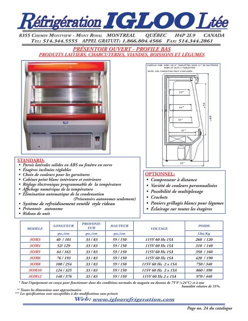 Catalogue pour comptoirs réfrigérées Igloo 2009 en langue française